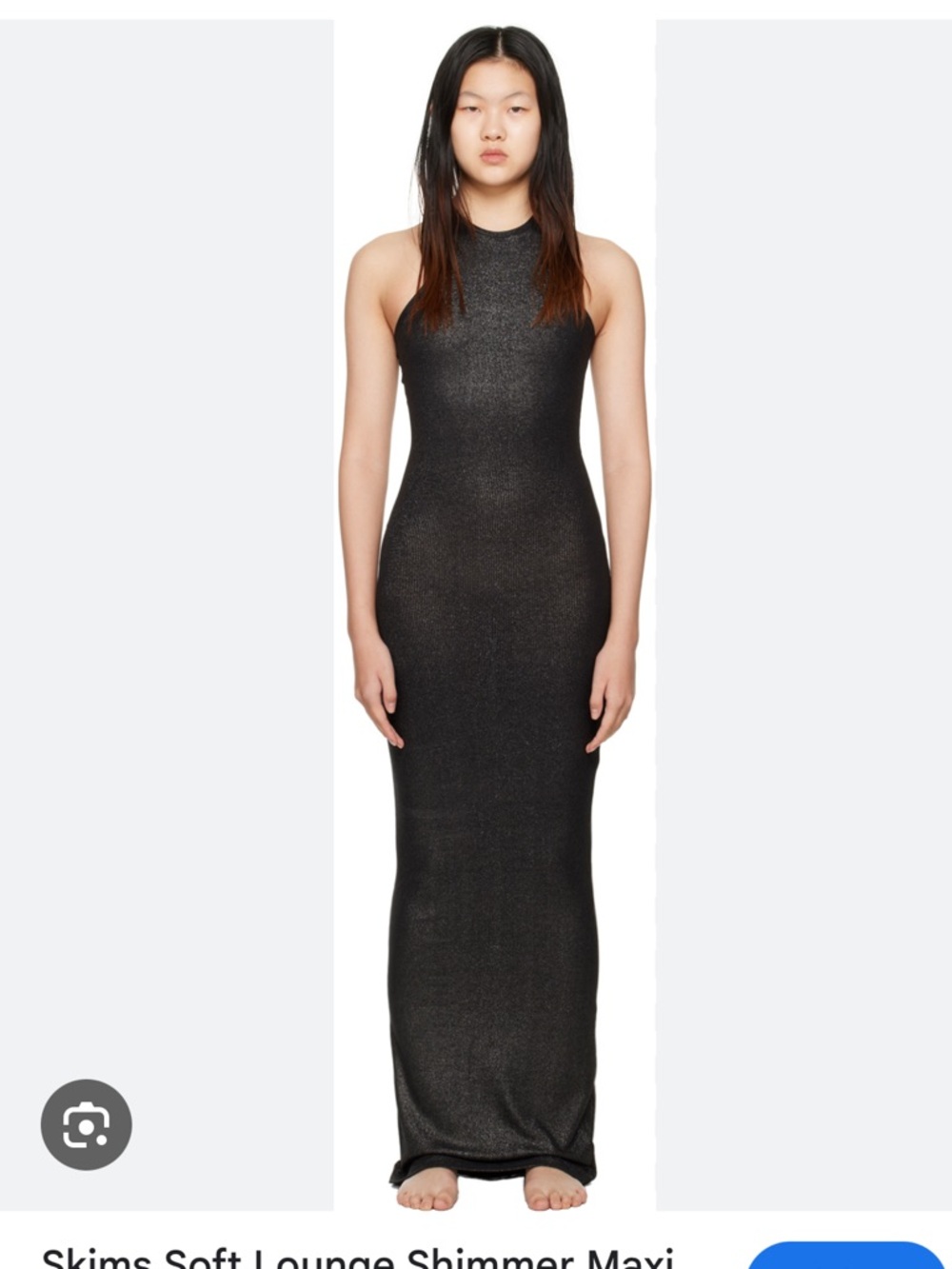 Skims full length racerback ribbed tank dress shimmery onyx | size Small